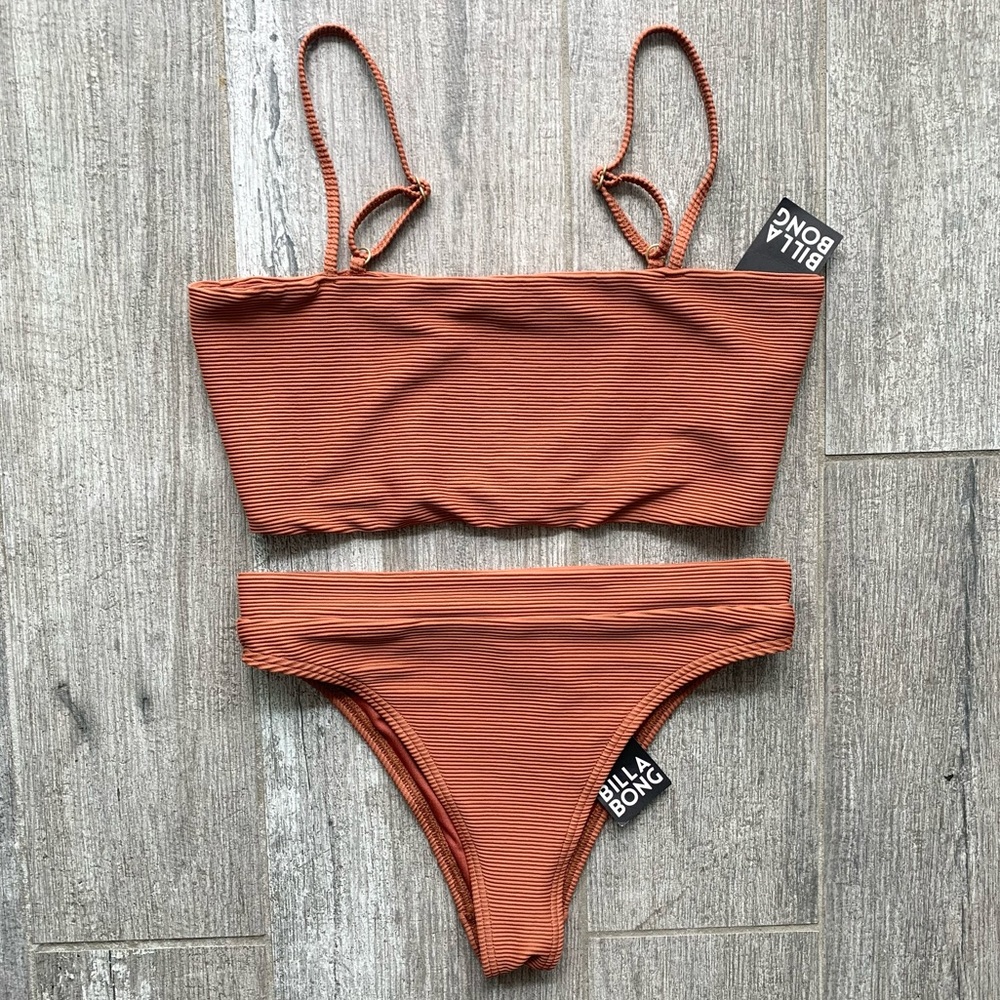 Billabong Rust Ribbed Bikini Set - Picture 3 of 10